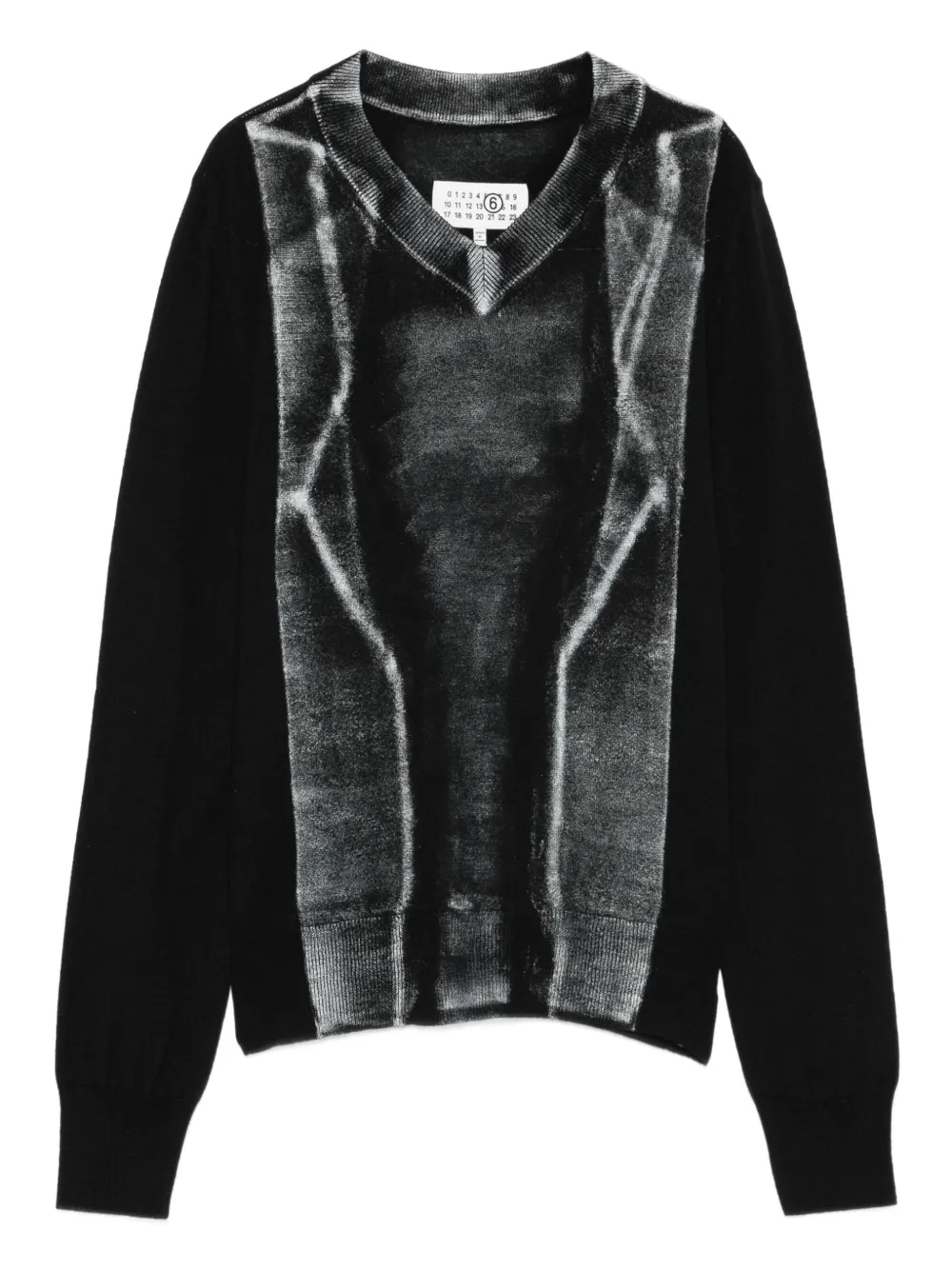 MM6 Maison Margiela V-neck graphic-print sweater | Black | Image 1