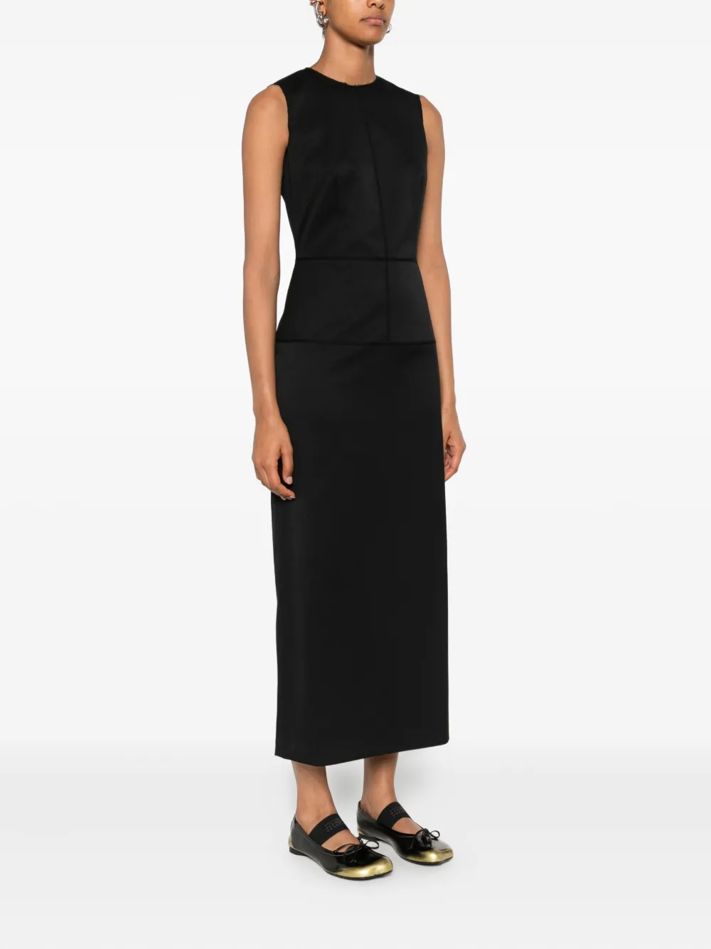 MM6 Maison Margiela sleeveless seam-detailing midi day dress Zwart