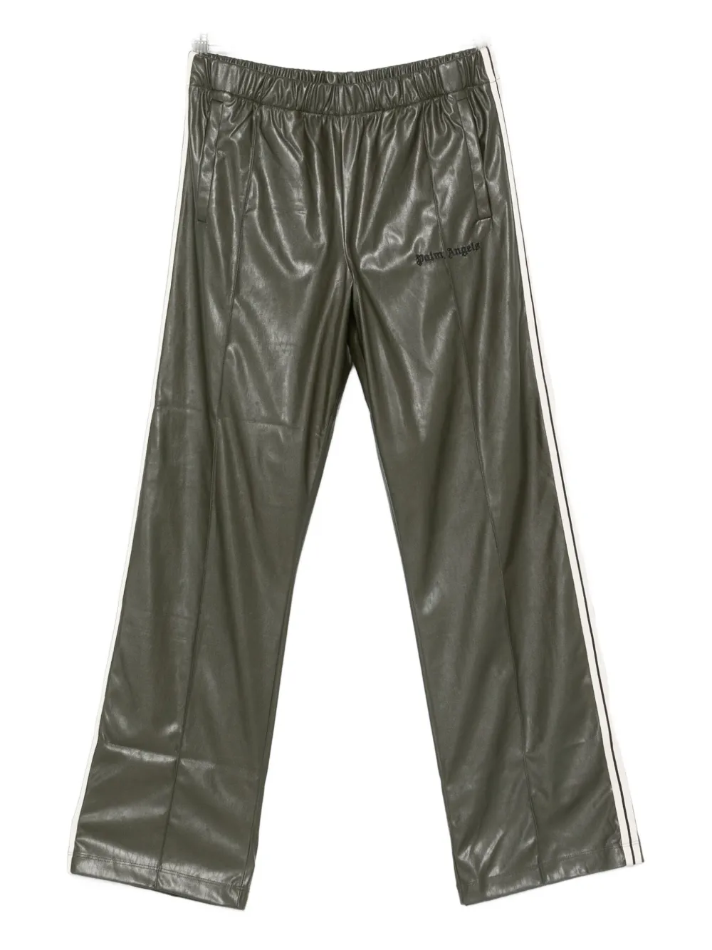 Palm Angels Kids striped straight-leg trousers | Green | Image 1