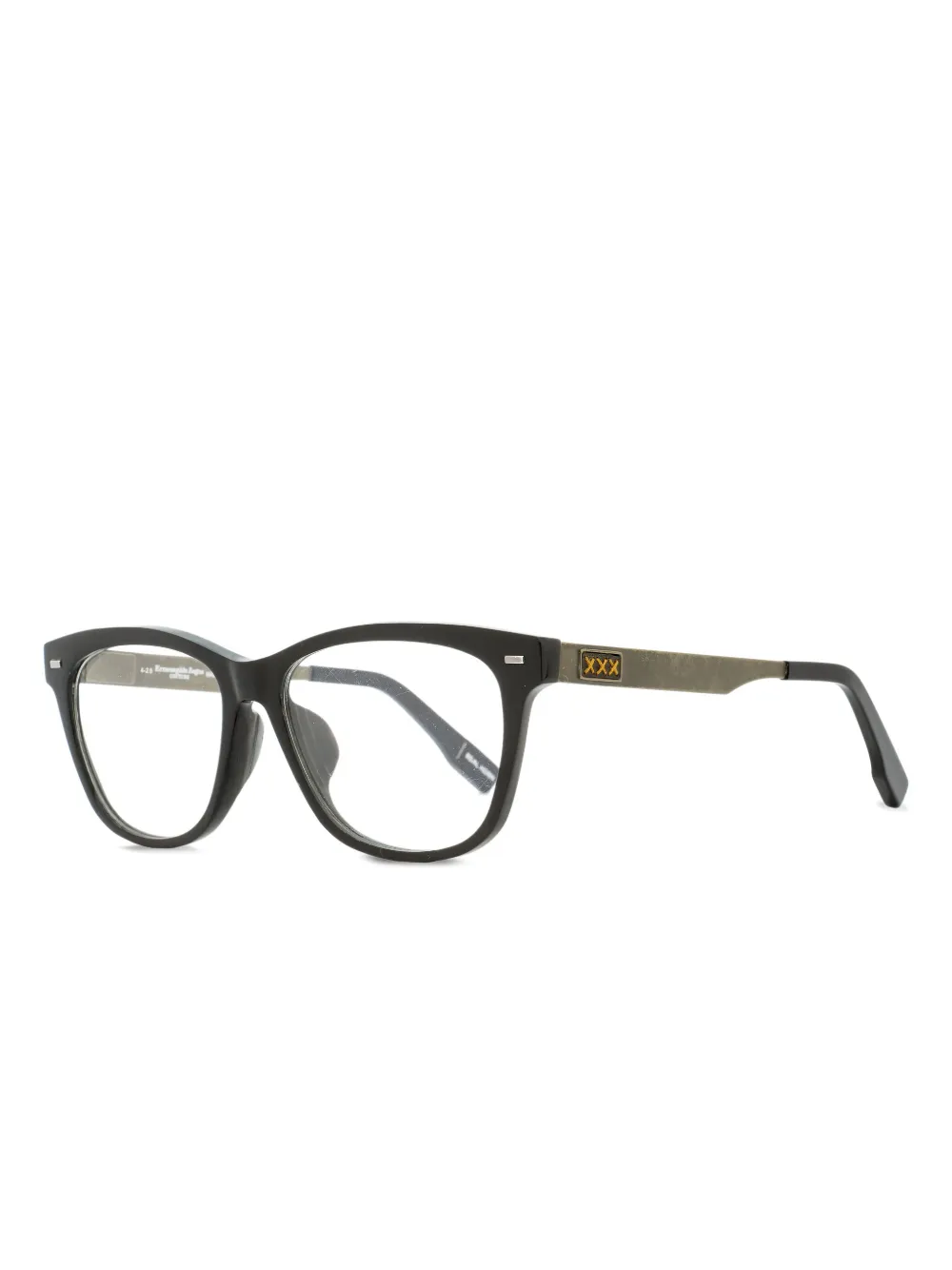 Zegna 5016f Horn-frame Rectangular Glasses In Black