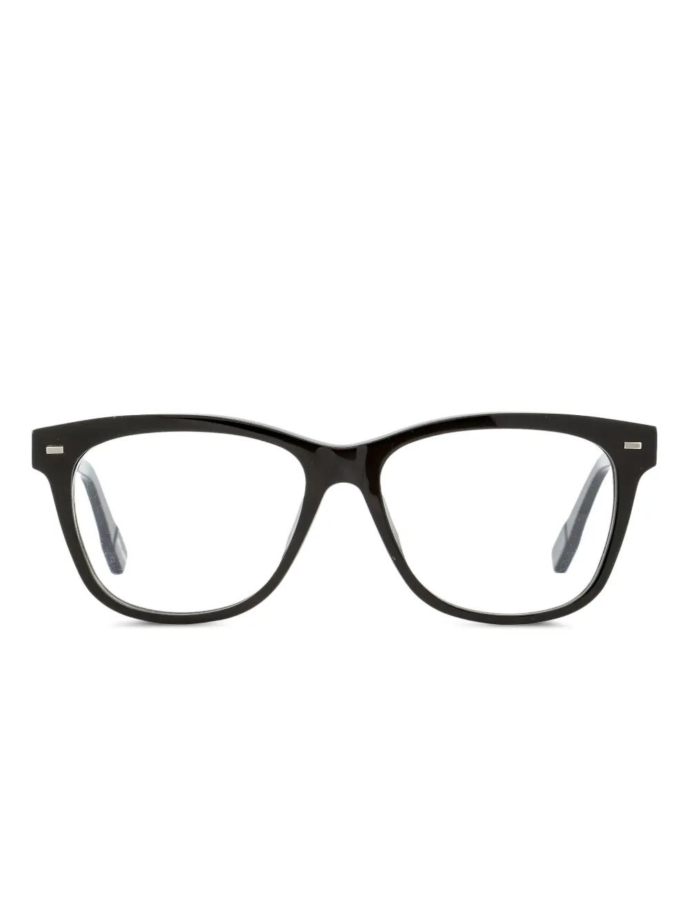 Zegna 5016f Horn-frame Rectangular Glasses In Black