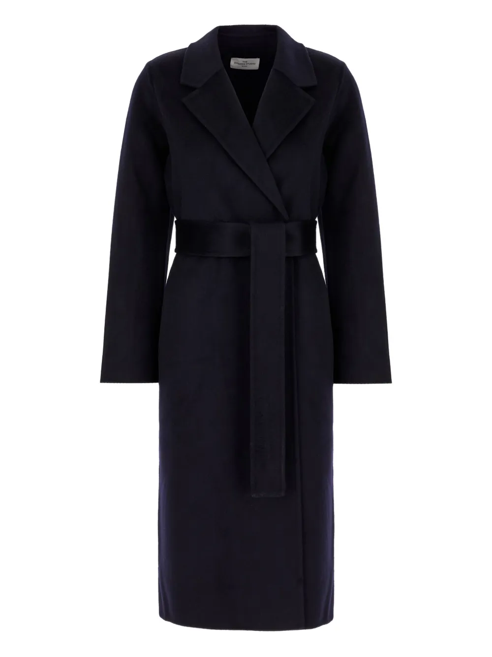 The Dynamis Studio Belted Wool Coat In Black