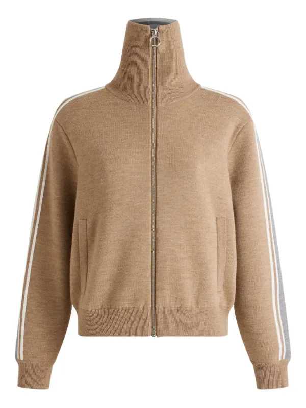 Fusalp Stripe-detail Zip-up Cardigan in Neutrals