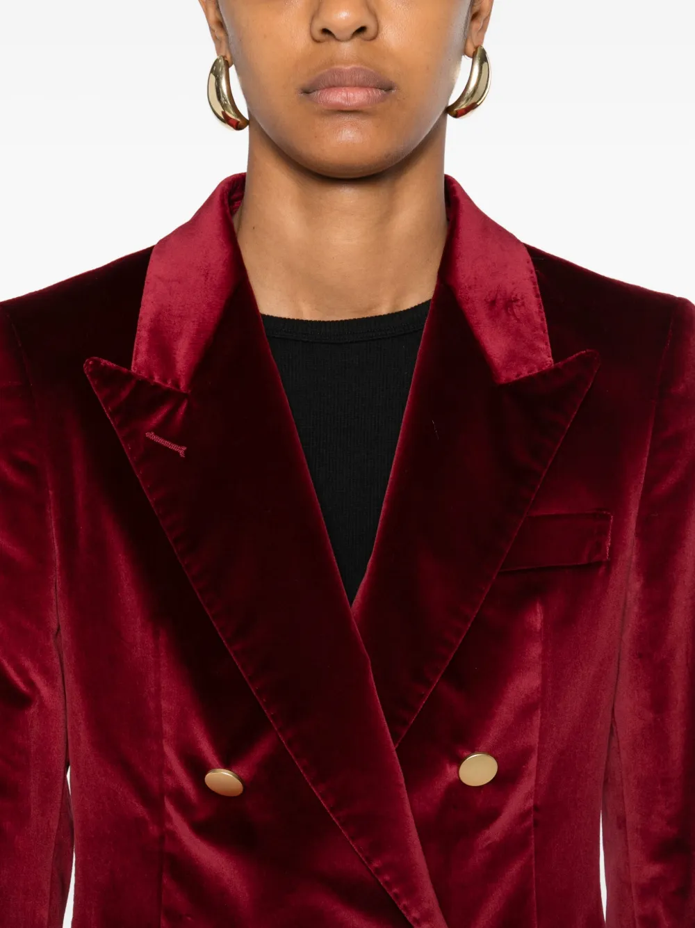 Tagliatore Velvet Double-breasted Jacket In Red