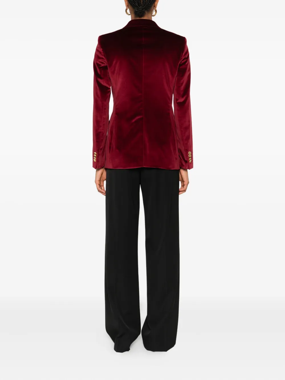 Tagliatore Velvet Double-breasted Jacket In Red