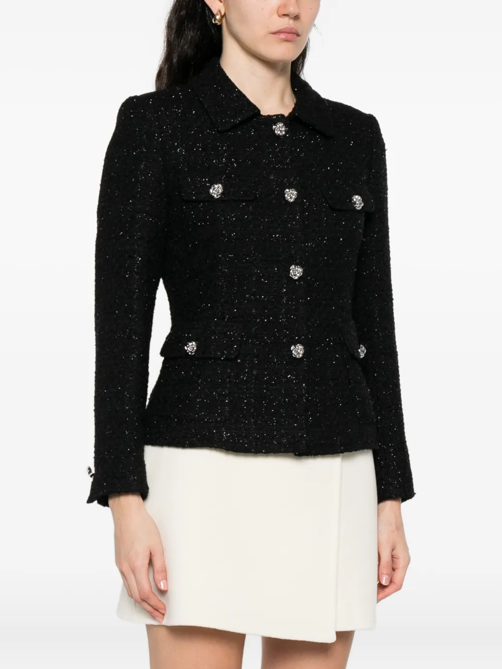 Tagliatore embellished tweed jacket Zwart