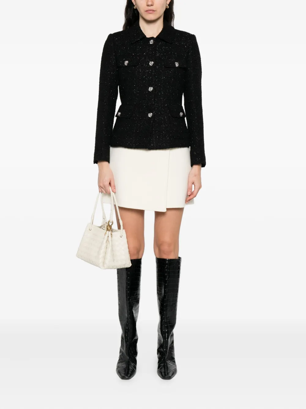Tagliatore embellished tweed jacket Zwart