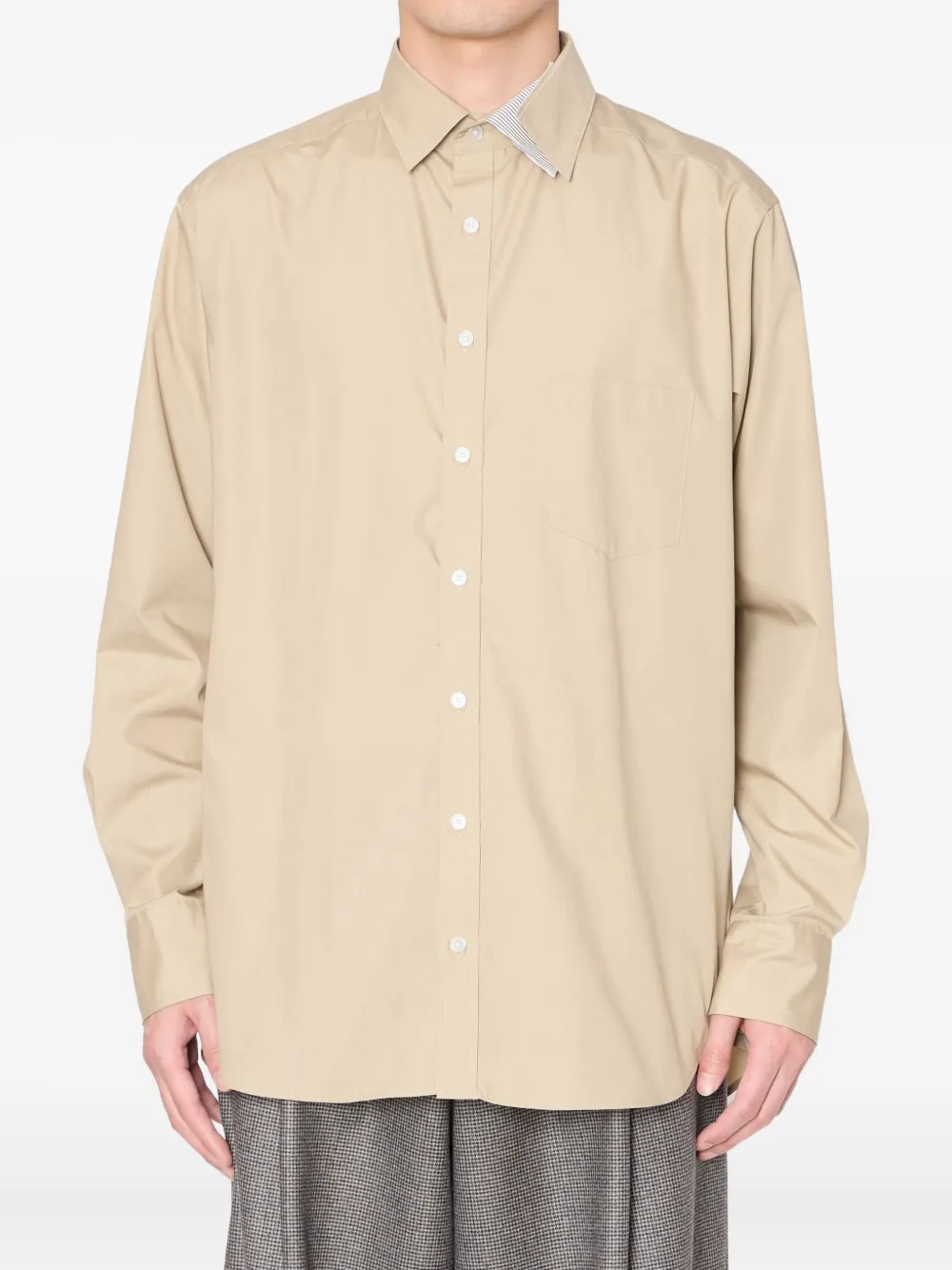 Kolor contrast-collar long-sleeve shirt | Neutrals | Image 1