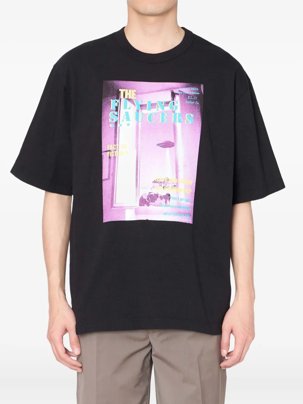 Kolor The Flying Saucers T-shirt met grafische print Zwart