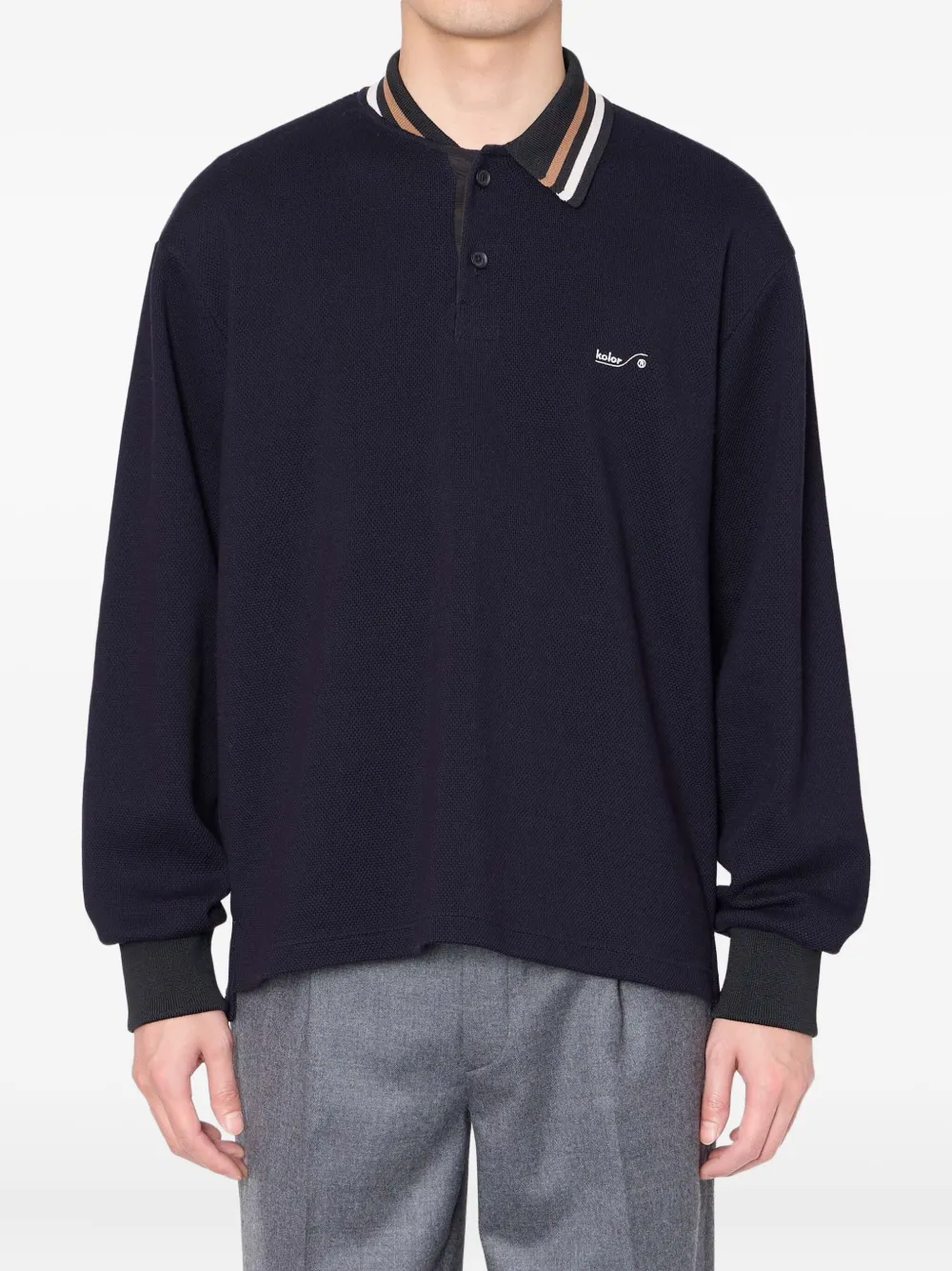 Kolor Sweater met geborduurd logo Blauw