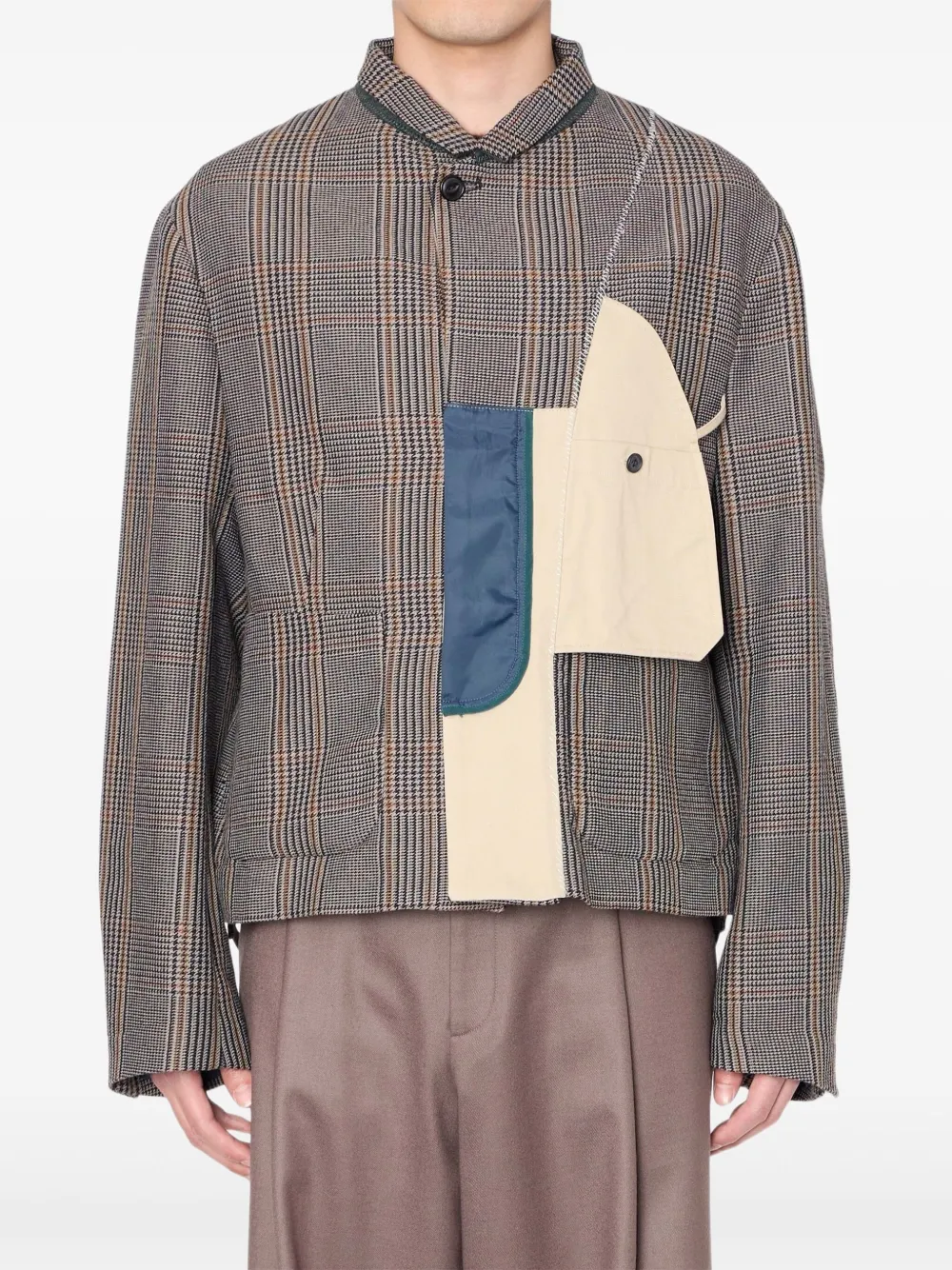 Kolor checked panelled jacket | Brown | Image 1