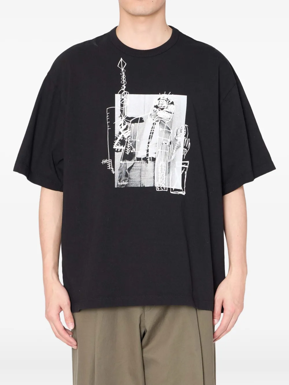 Kolor T-shirt met grafische print Zwart
