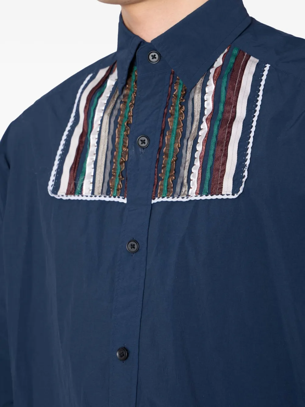 Kolor Ribbon-embellished Shirt In Blue