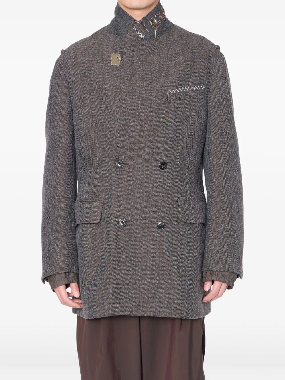 Kolor herringbone double-breasted coat | Grey | Image 1