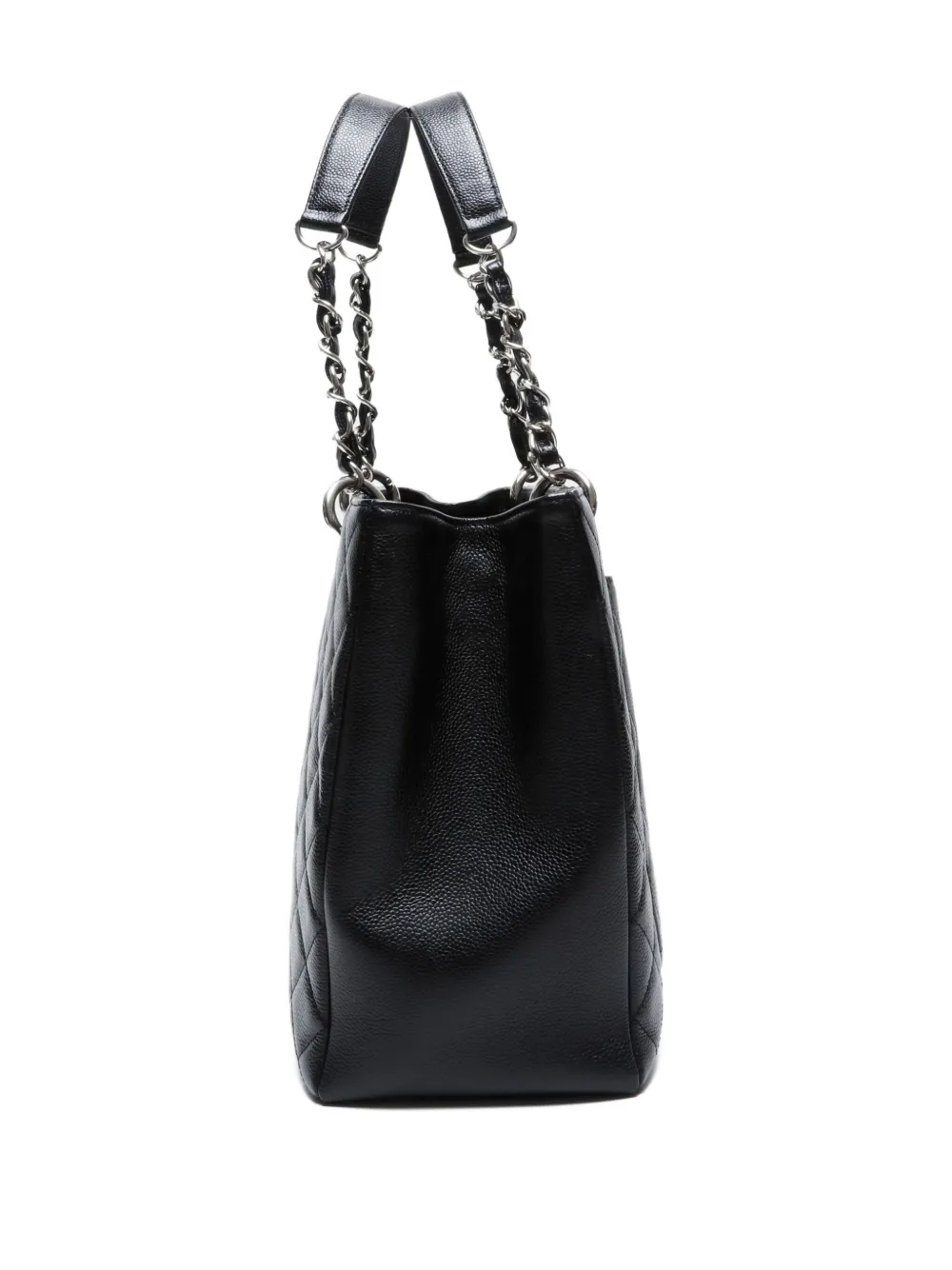 Pre-owned Chanel 2012 Quilted Chain Tote Bag In Black