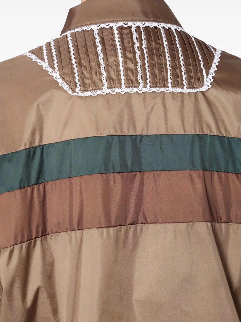 Kolor Pleated-lace Panel Jacket In Brown