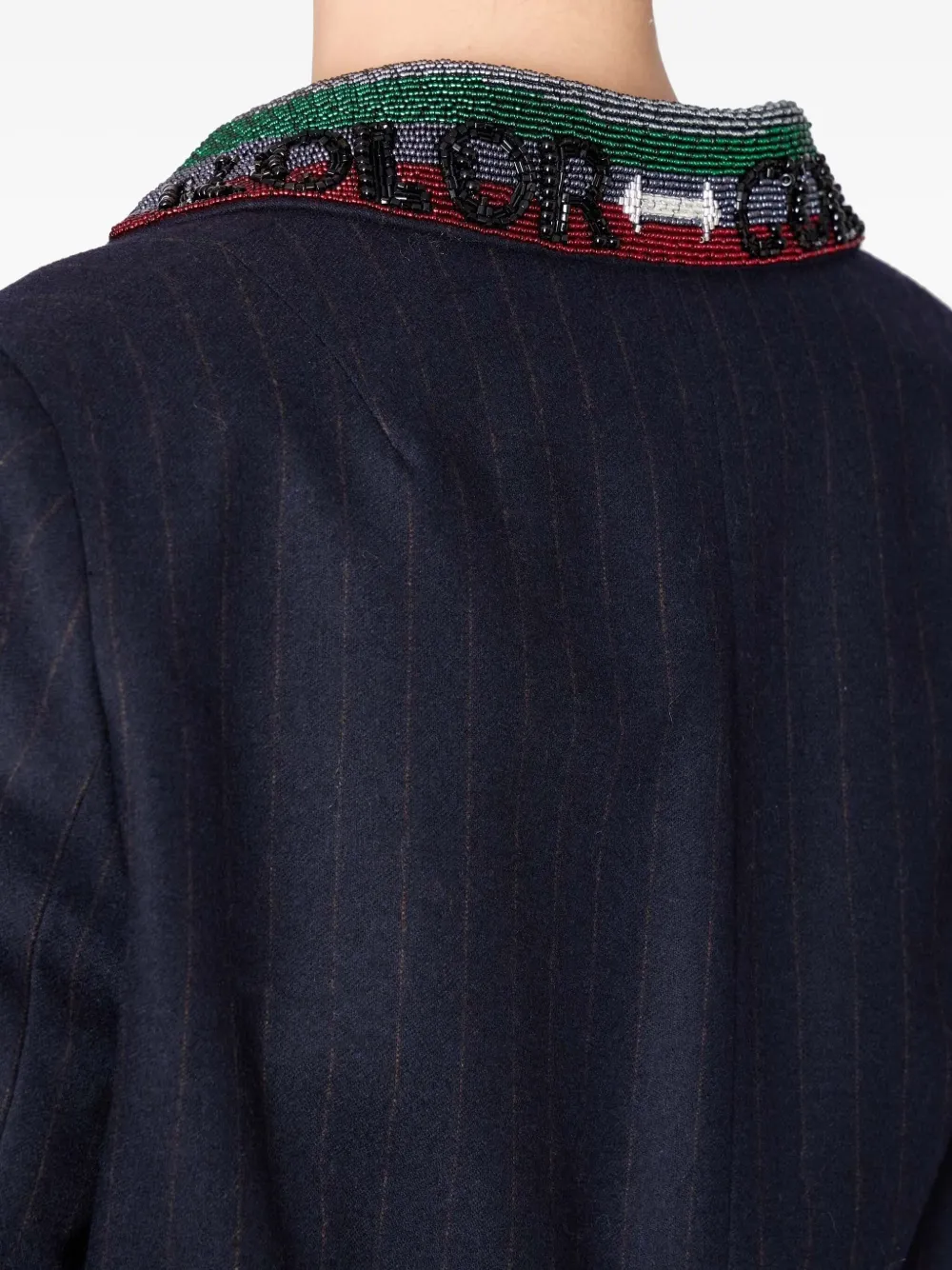 Kolor Jas met krijtstreep en enkele rij knopen Blauw