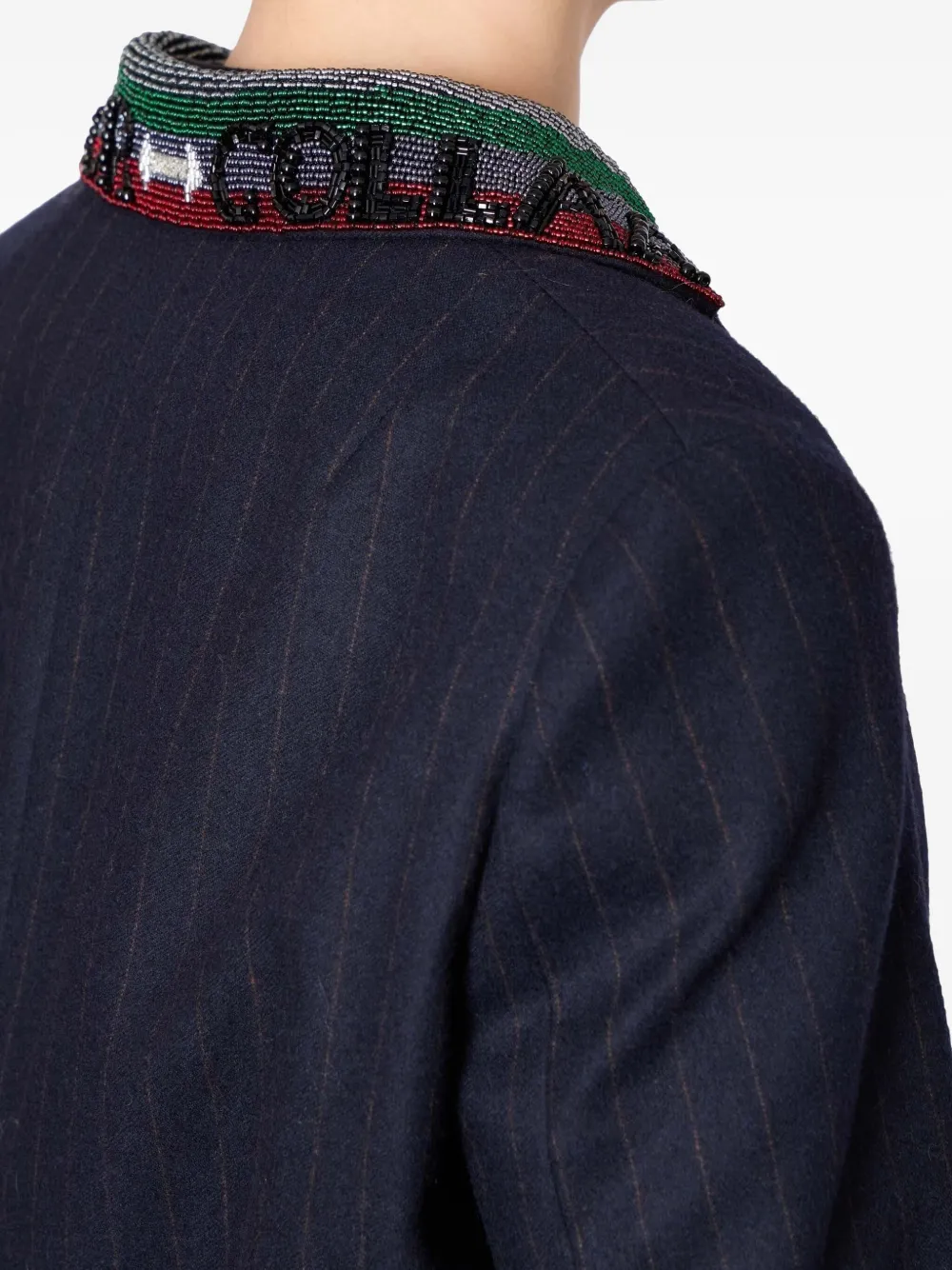 Kolor Jas met krijtstreep en enkele rij knopen Blauw