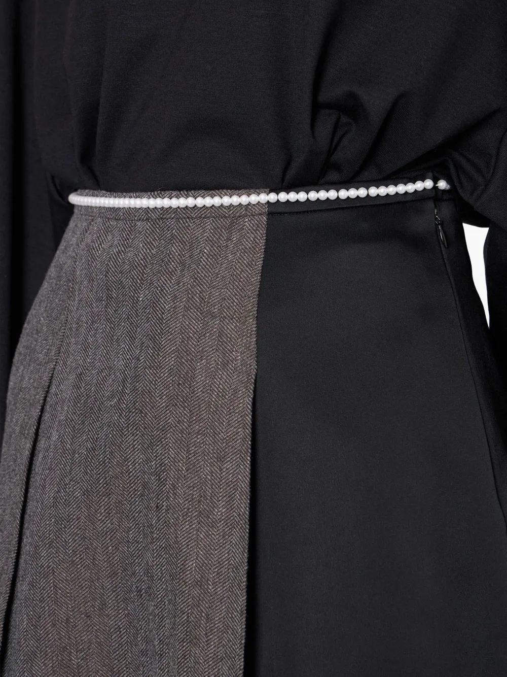 Kolor Pearl-embellished Pleated Skirt In Brown