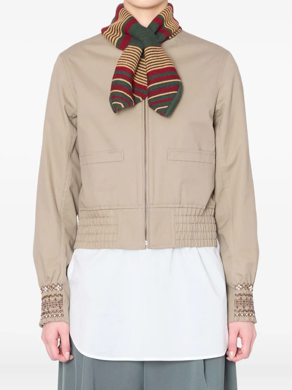 Kolor beaded-cuff cropped jacket | Neutrals | Image 1