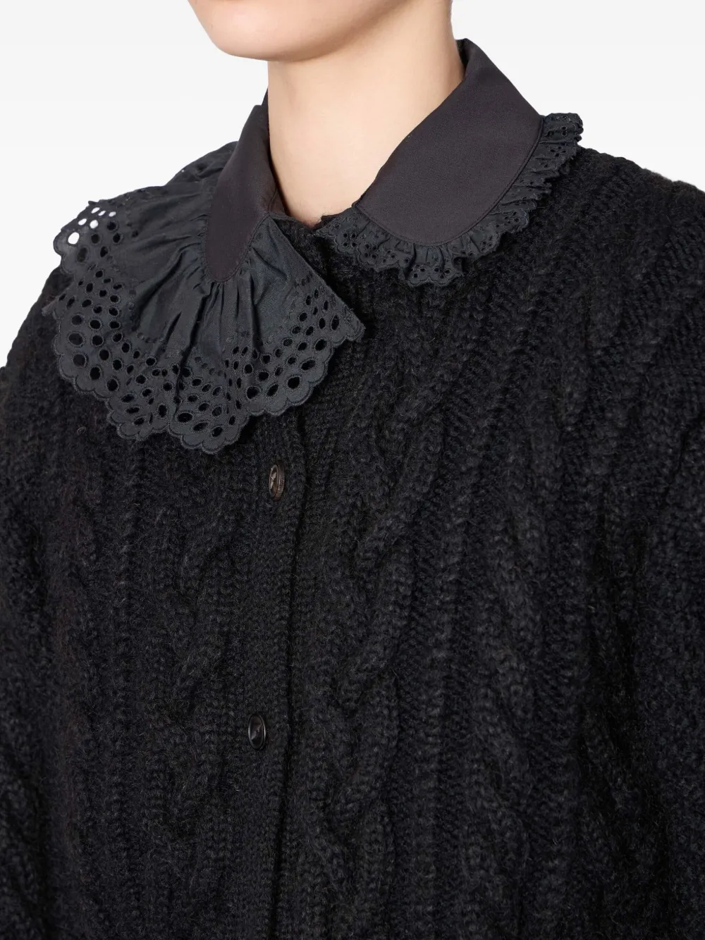 Kolor Vest met contrasterende kraag Zwart