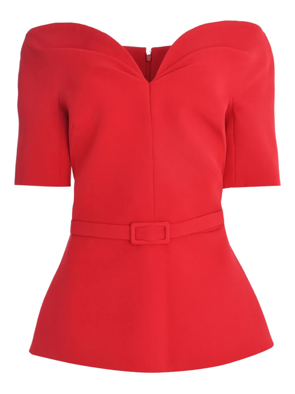 Safiyaa Lyddie V-neck Belted Blouse In Red