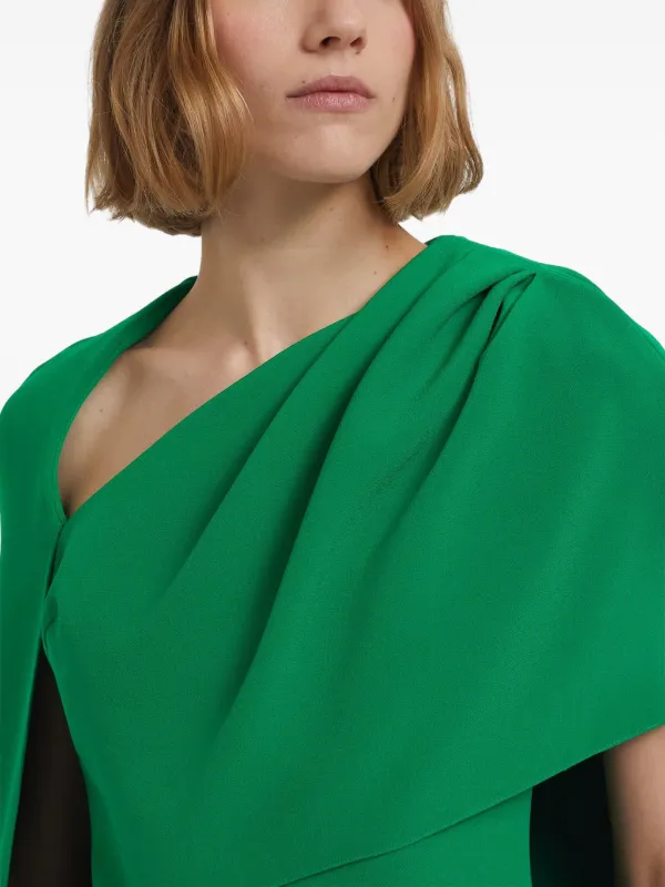 Safiyaa Asymmetric Cape Column Gown - Green Safiyaa Asymmetric Cape Column Gown - Green
