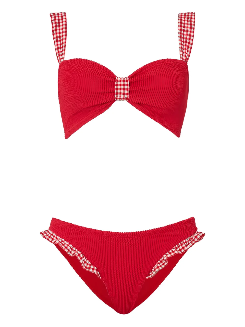 Hunza G ruffled gingham bikini Rood