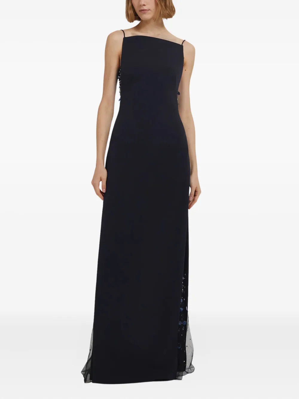Safiyaa Embellished Side-split Gown In Blue