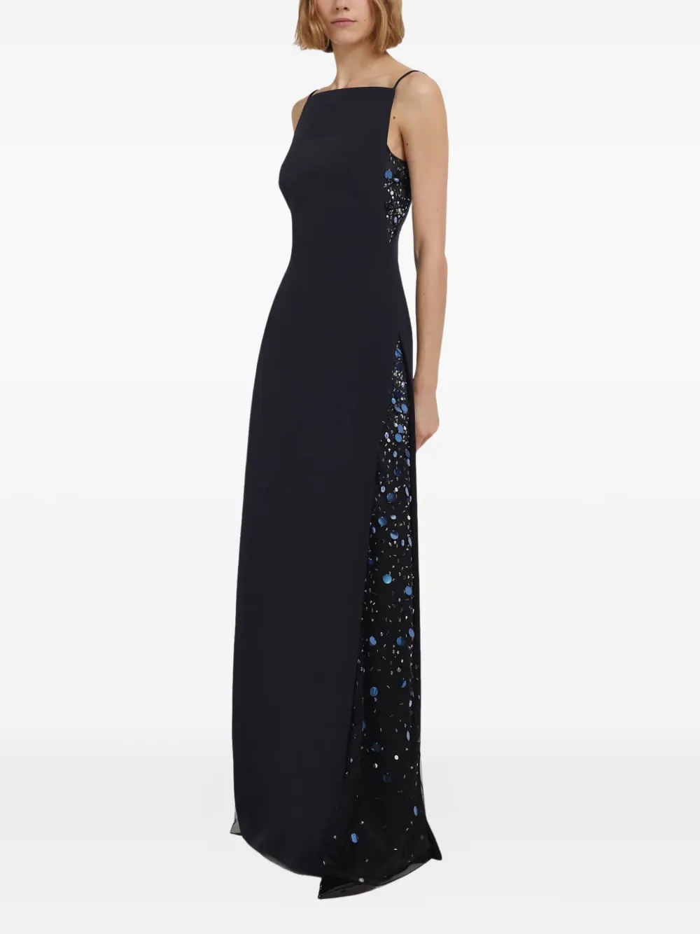 Safiyaa Embellished Side-split Gown In Blue