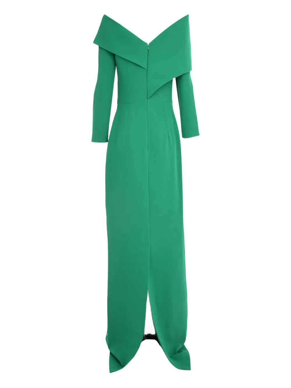 Safiyaa asymmetric drape long sleeve dress Groen