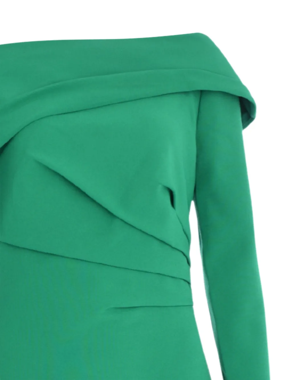 Safiyaa asymmetric drape long sleeve dress Groen