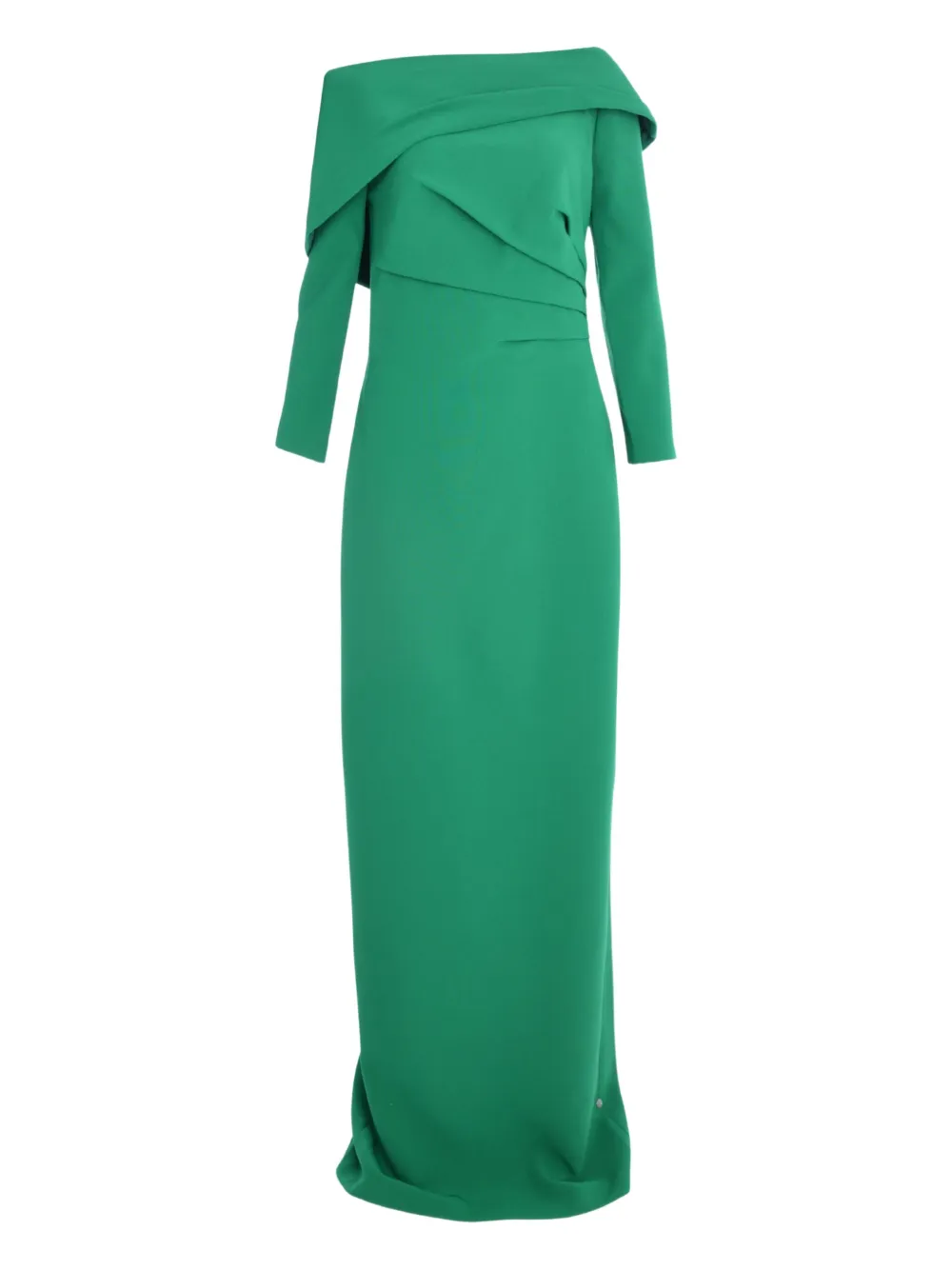 Safiyaa asymmetric drape long sleeve dress | Green | Image 1