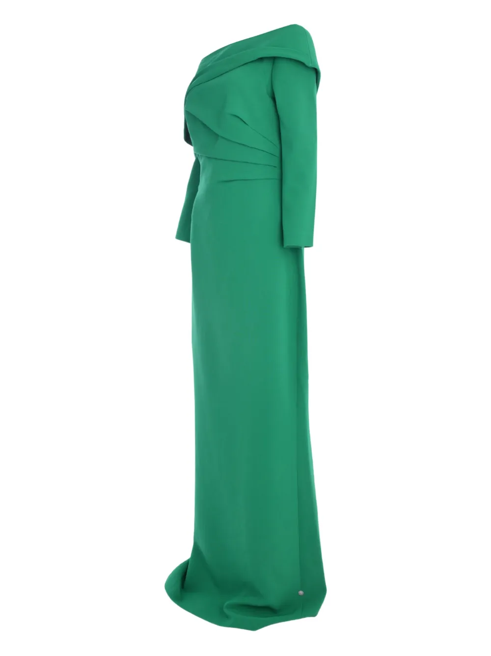 Safiyaa asymmetric drape long sleeve dress Groen
