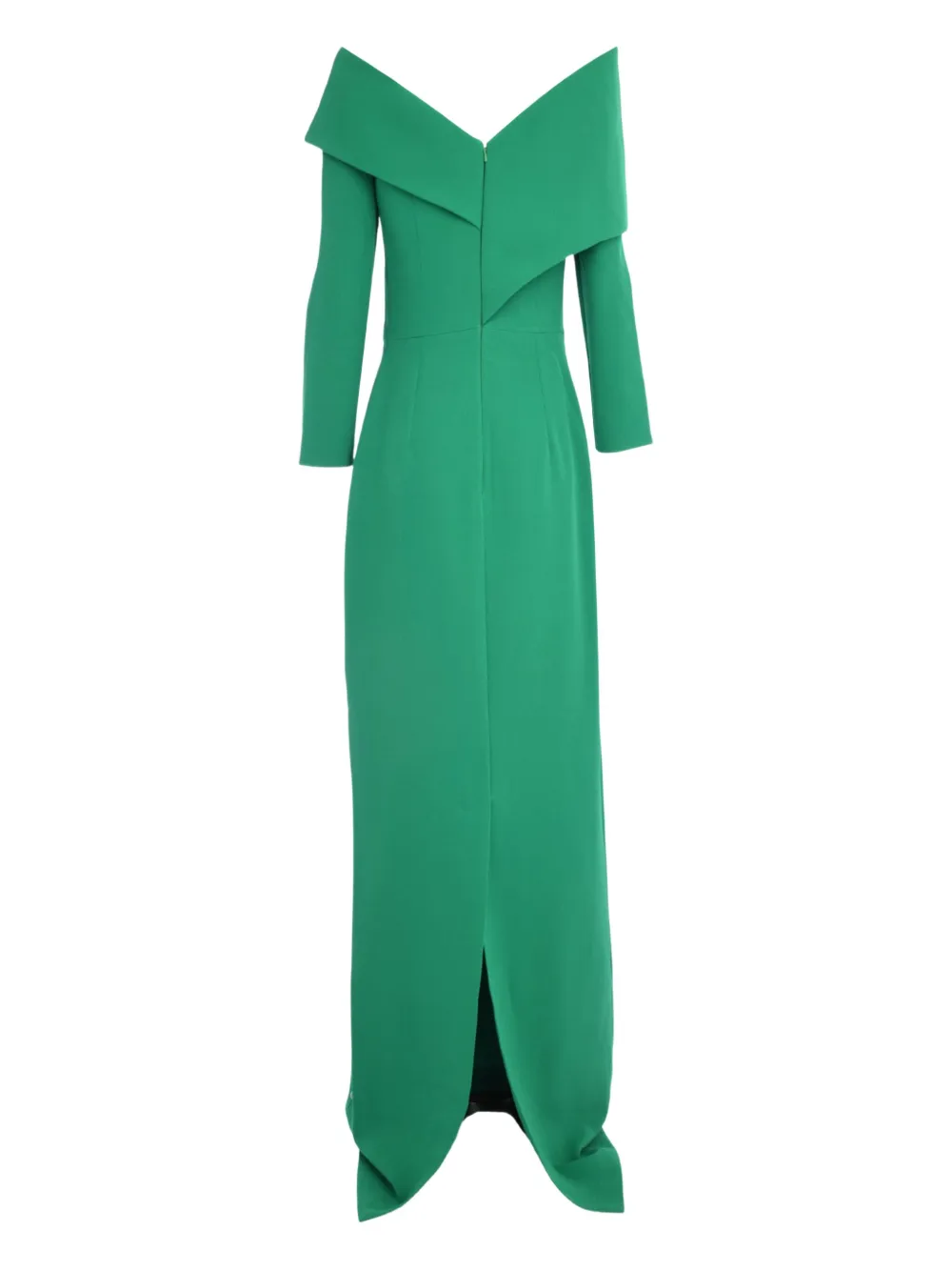 Safiyaa asymmetric drape long sleeve dress - Groen