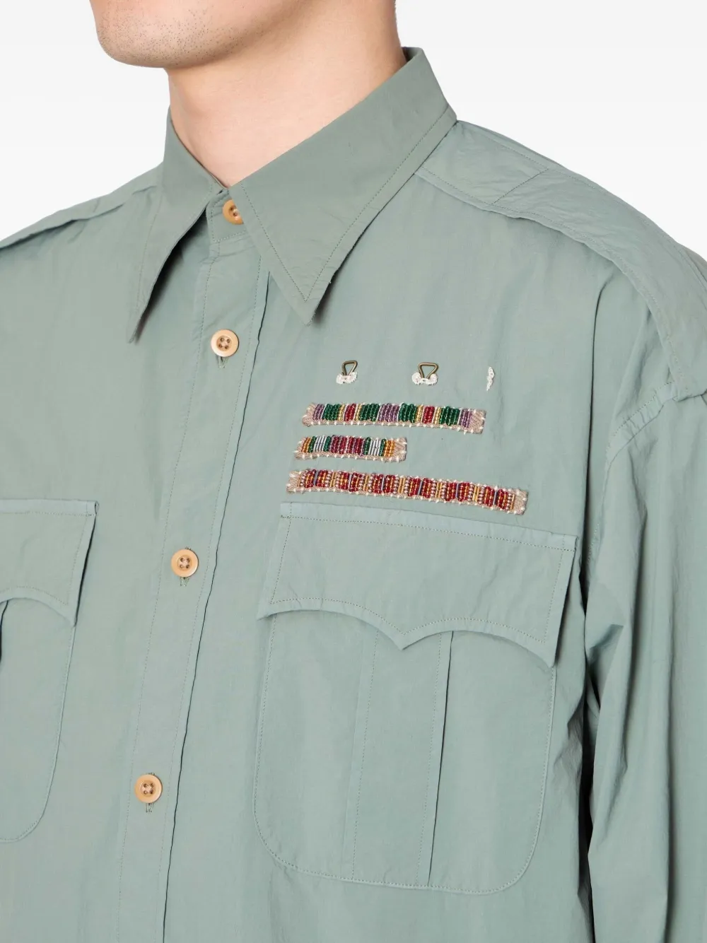 Kolor Overhemd verfraaid met kralen Groen