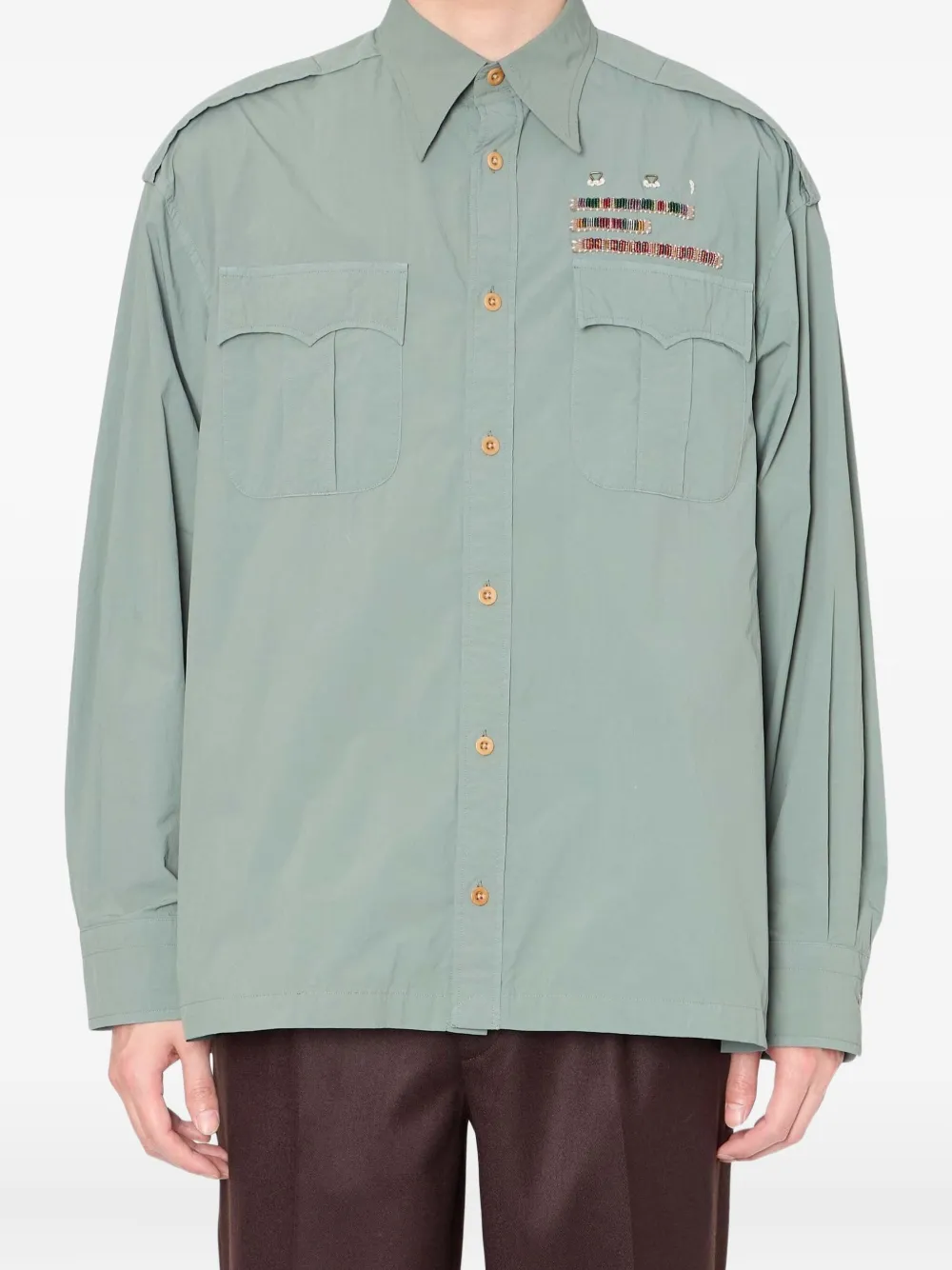 Kolor beaded-embellishment shirt | Green | Image 1