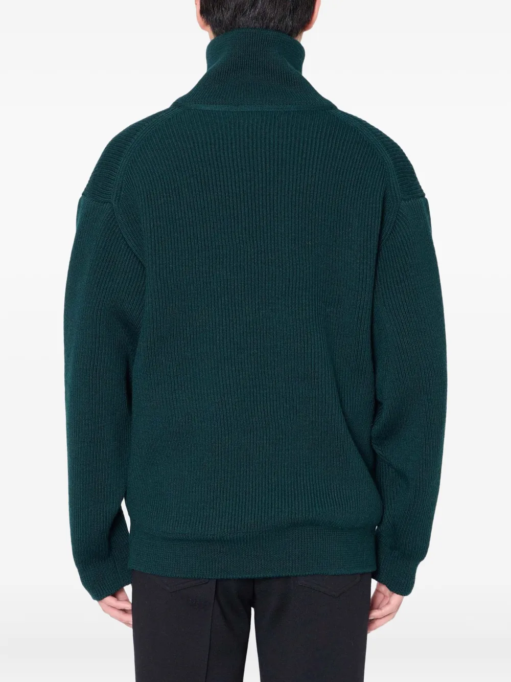 Kolor Ribgebreide trui met halve rits Groen