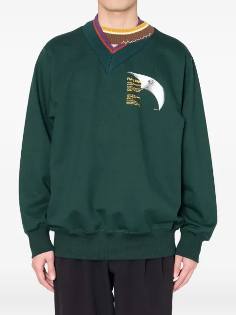 Kolor V-neck bird-graphic sweatshirt