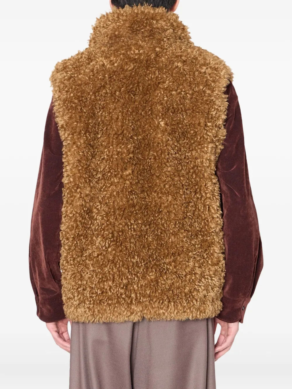 Kolor Dragon-embroidered Shearling Gilet In Brown