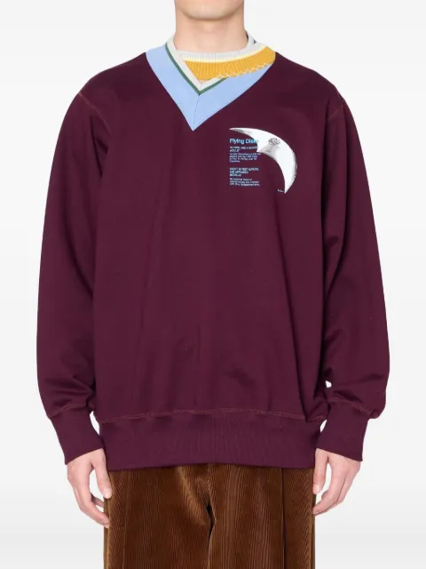 Kolor V-neck graphic-print sweatshirt