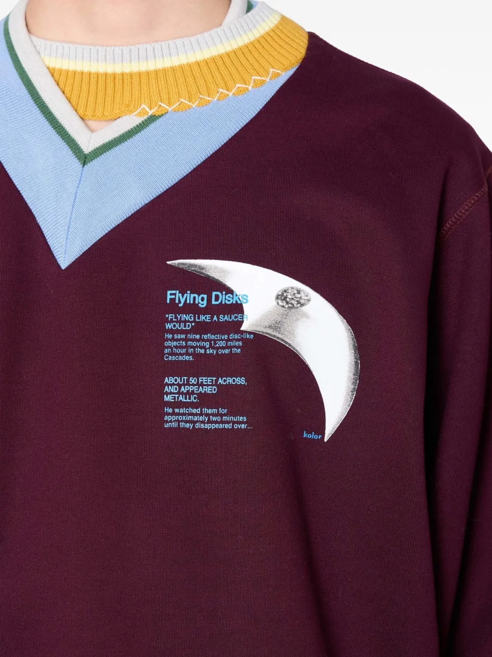 Kolor V-neck Graphic-print Sweatshirt In Red