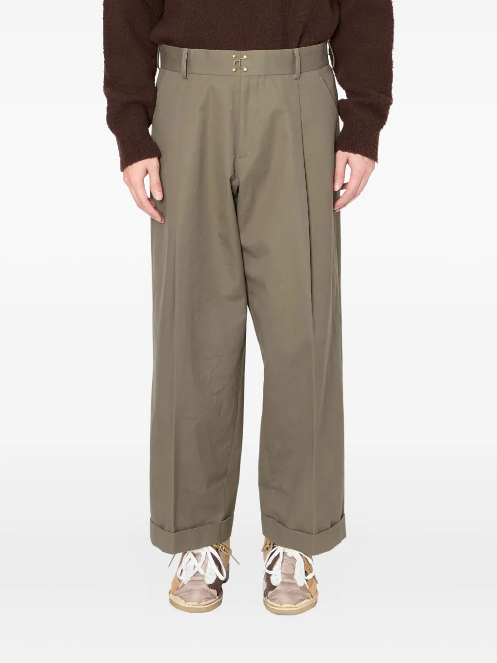 Kolor Pleated-cuffed Trousers In Green