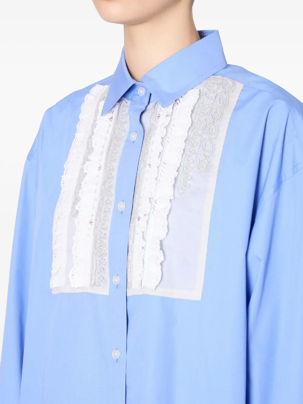 Kolor Lace-panelled Shirt In Blue