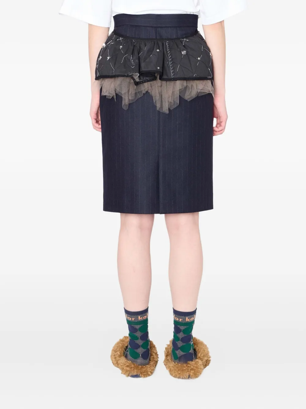 Kolor Midi-rok met krijtstreep - Blauw
