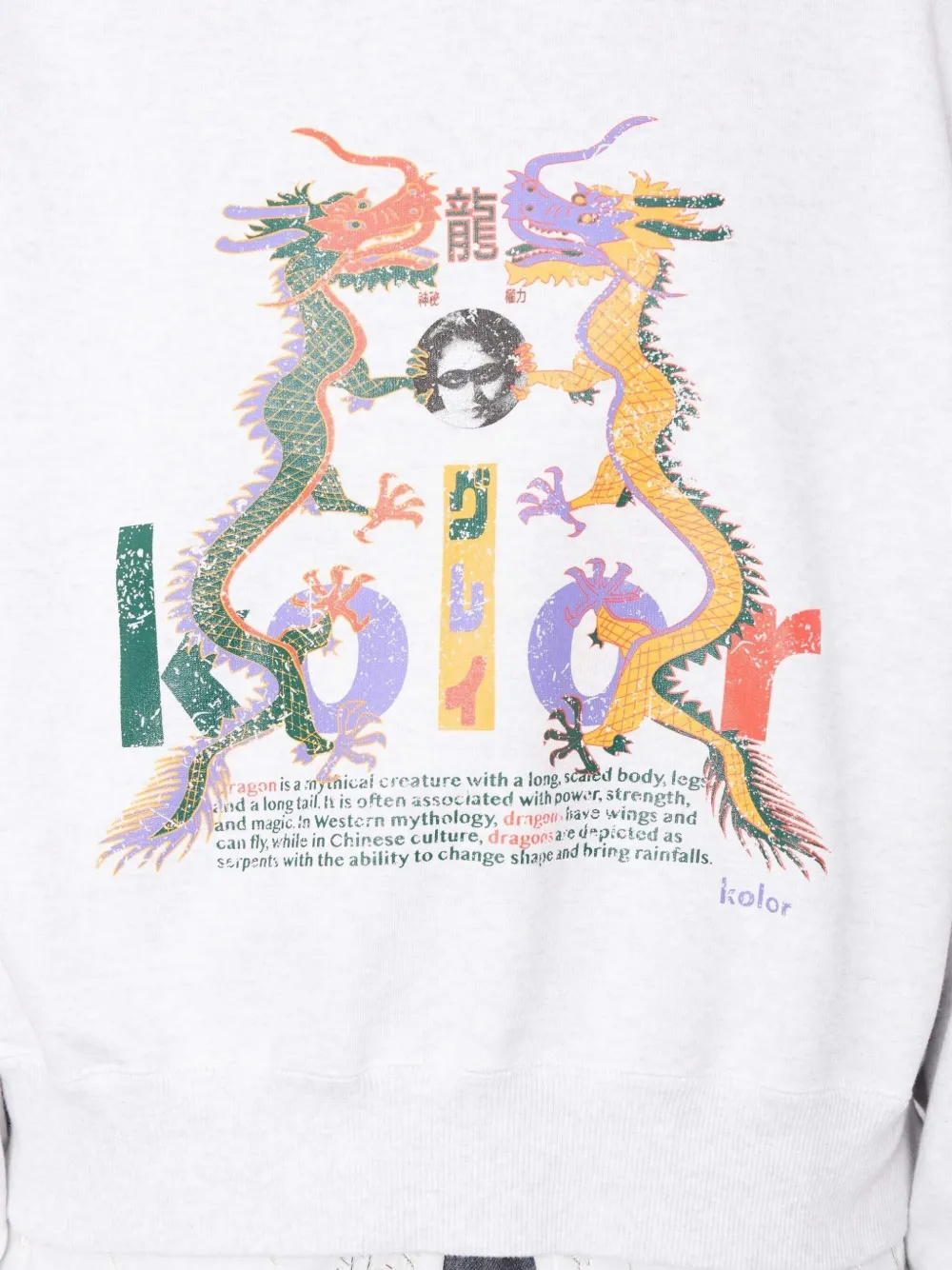 Kolor Hoodie met drakenprint Wit