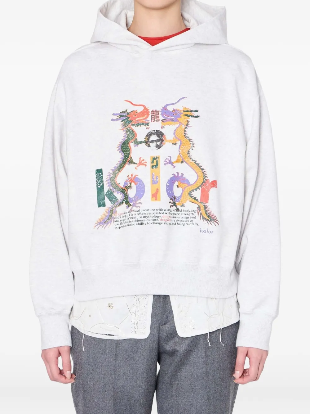 Kolor Dragon-print Hoodie In White
