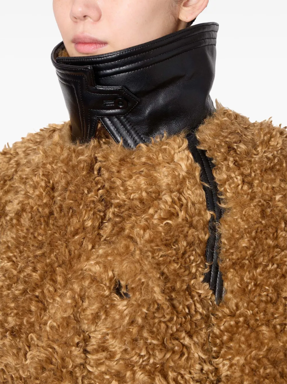 Kolor Jas van imitatiebont met knoopsluiting Bruin