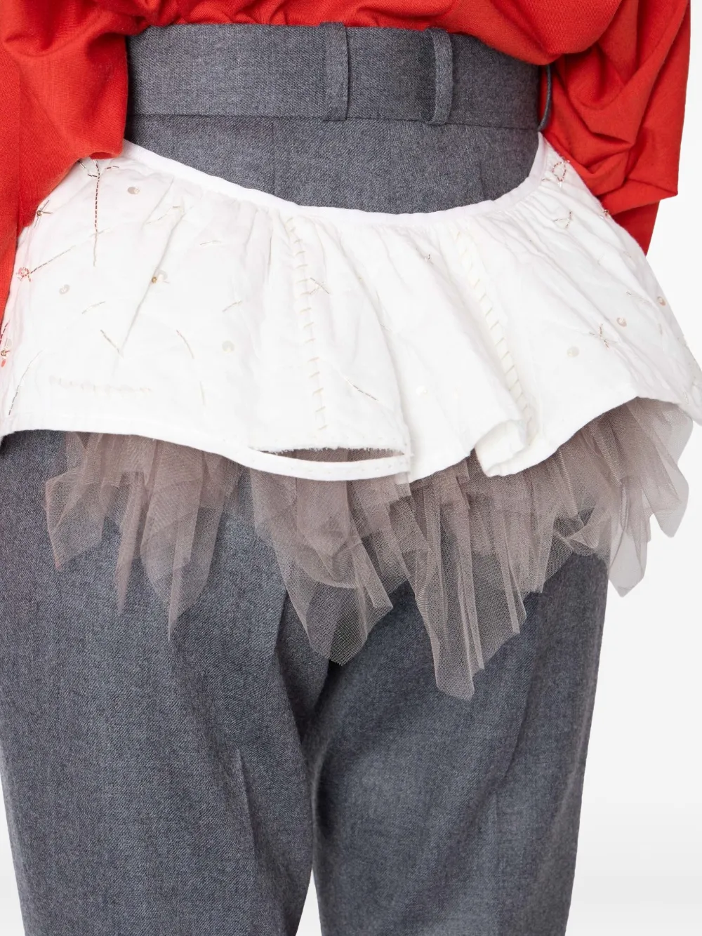 Kolor Broek met geborduurd vlak Grijs