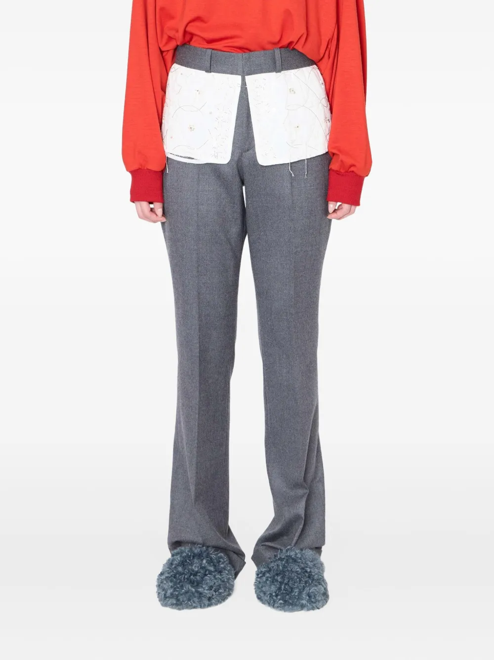 Kolor+pantalon+à+empiecement+brode+-+Gris